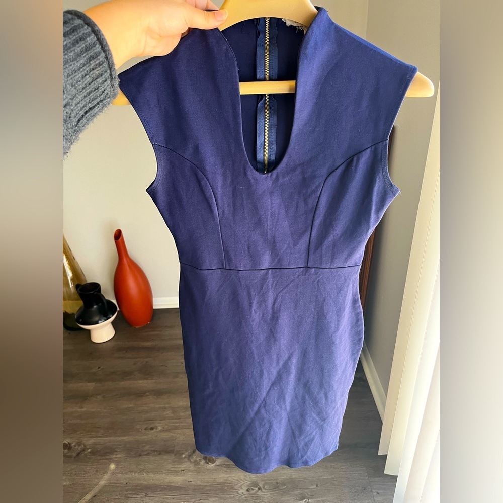 Navy Blue Body Con Dress